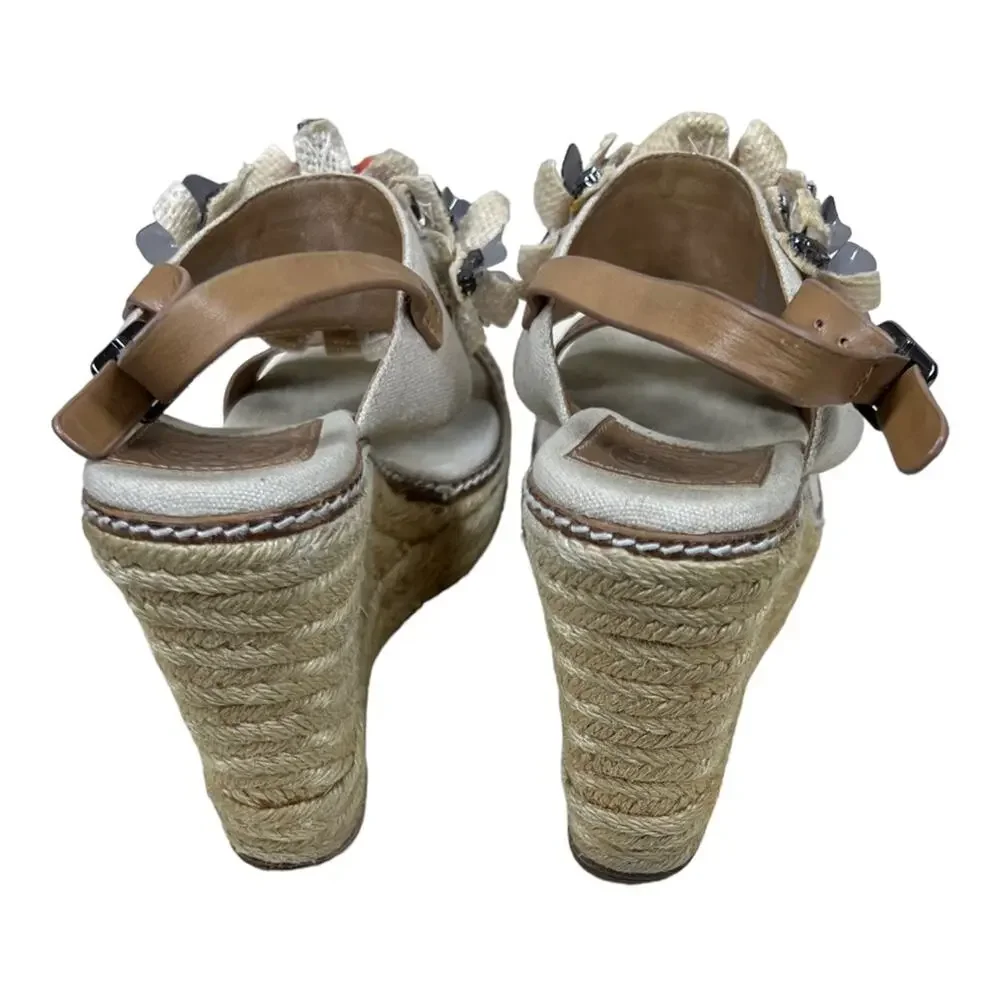 Tory Burch Mallory Lin Natural Wedge Espadrille Sandal